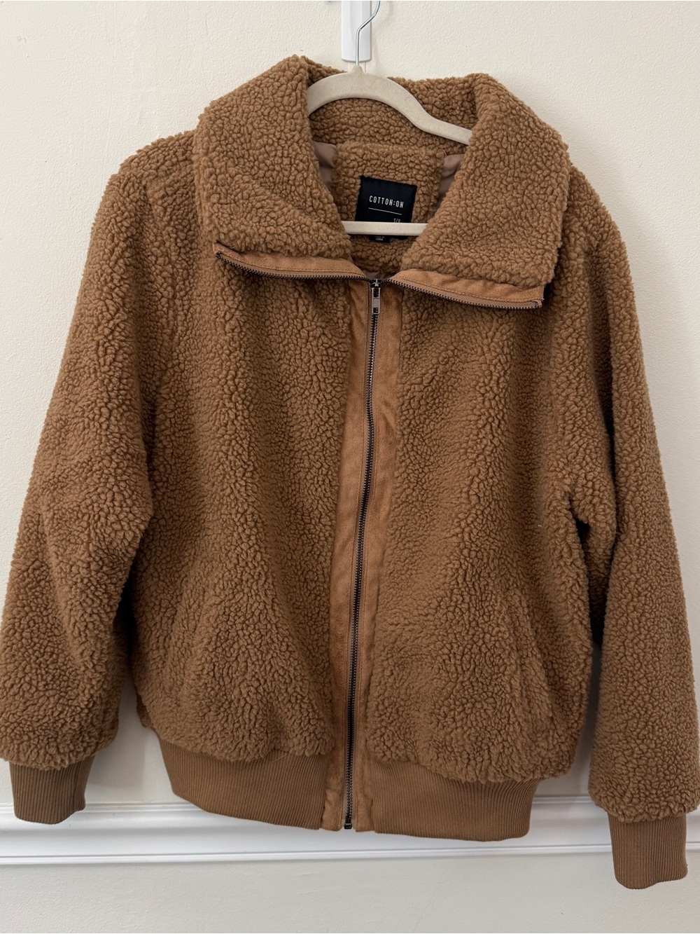 Cotton:On Brown Sherpa Zip-Up Jacket size S